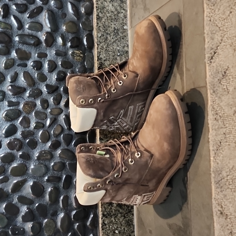 Brown/White Timberland Boots